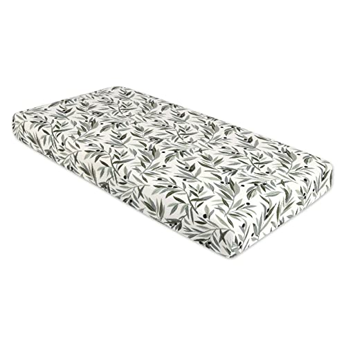 Babyletto 100% Organic Cotton Crib Sheet, GOTS-Certified, Fitted 360°, Ultra-Soft and Breathable Muslin - Olive Branches - Image 2