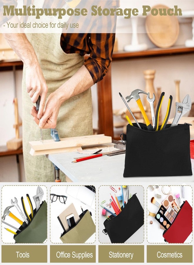 Coidea 4 Pack Tool Bag Zipper Pouch, Premium Tool Pouch, Utility Multipurpose Storage Organizer Tool Pouches with Carabiner Metal Zipper for Tools, Travel Accessary, Stationary, Gadgets 12.5 x 7-Inch - Image 4