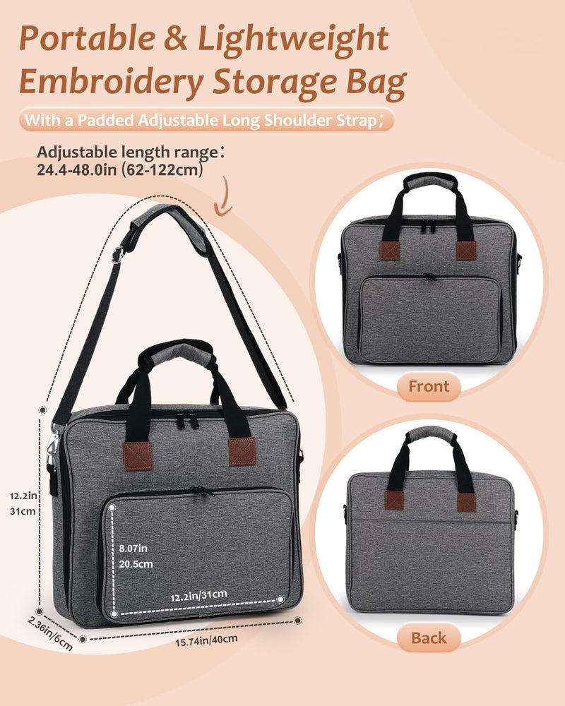 Coopay Embroidery Storage Bag for Beautiful Embroidery Designs, Large Capacity and Multi-functional Storage Bag, Portable Craft Case, Made of Premium Fabric, with Handles and Shoulder Strapl, Bag Only - Image 5