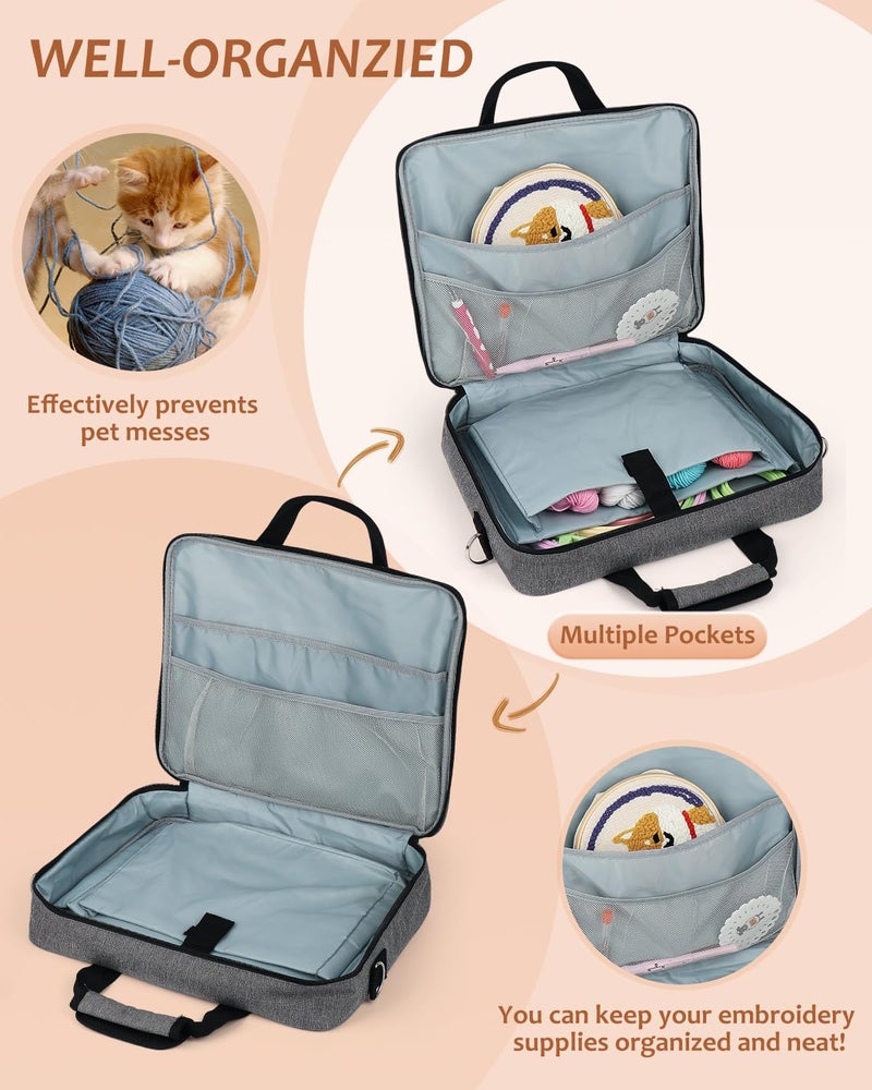 Coopay Embroidery Storage Bag for Beautiful Embroidery Designs, Large Capacity and Multi-functional Storage Bag, Portable Craft Case, Made of Premium Fabric, with Handles and Shoulder Strapl, Bag Only - Image 3