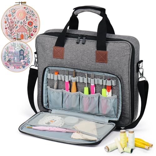 Coopay Embroidery Storage Bag for Beautiful Embroidery Designs, Large Capacity and Multi-functional Storage Bag, Portable Craft Case, Made of Premium Fabric, with Handles and Shoulder Strapl, Bag Only - Image 1