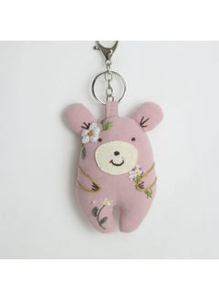 Hand-embroidered Pink Bear Pendant, Ragdoll, Animal Doll, Small Fresh Style Intangible Cultural Heritage, Cultural And Creative Ethnic Cultural Gift-Specifications:Hand Embroidered Pink Bear Pendant 12*4*8