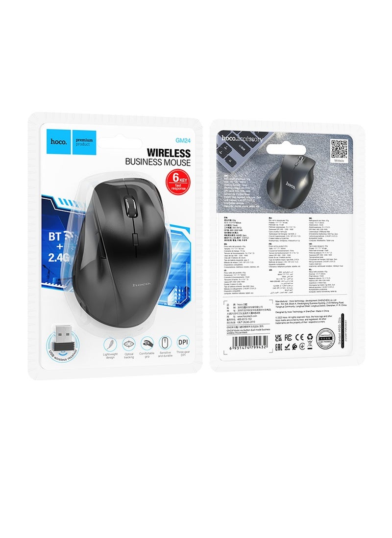 hoco. - hoco GM24 Mystic Six-Button Dual-Mode Business Wireless Mouse – 2.4G/Bluetooth, Adjustable DPI, Lightweight Design - Image 1
