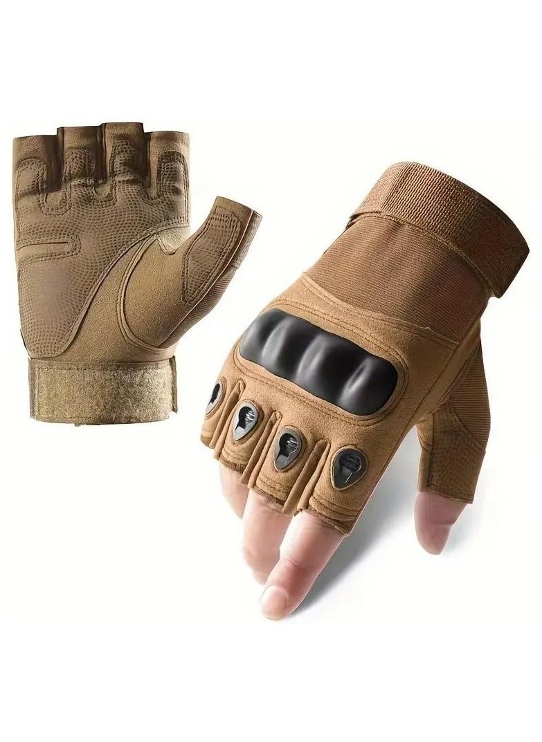 SportQ SPORTQ®️ Men's Motorcycle Gloves, Size XL, Anti-Slip, Windproof Fingerless Gloves for Outdoor Use to Protect Fingers  - Image 1