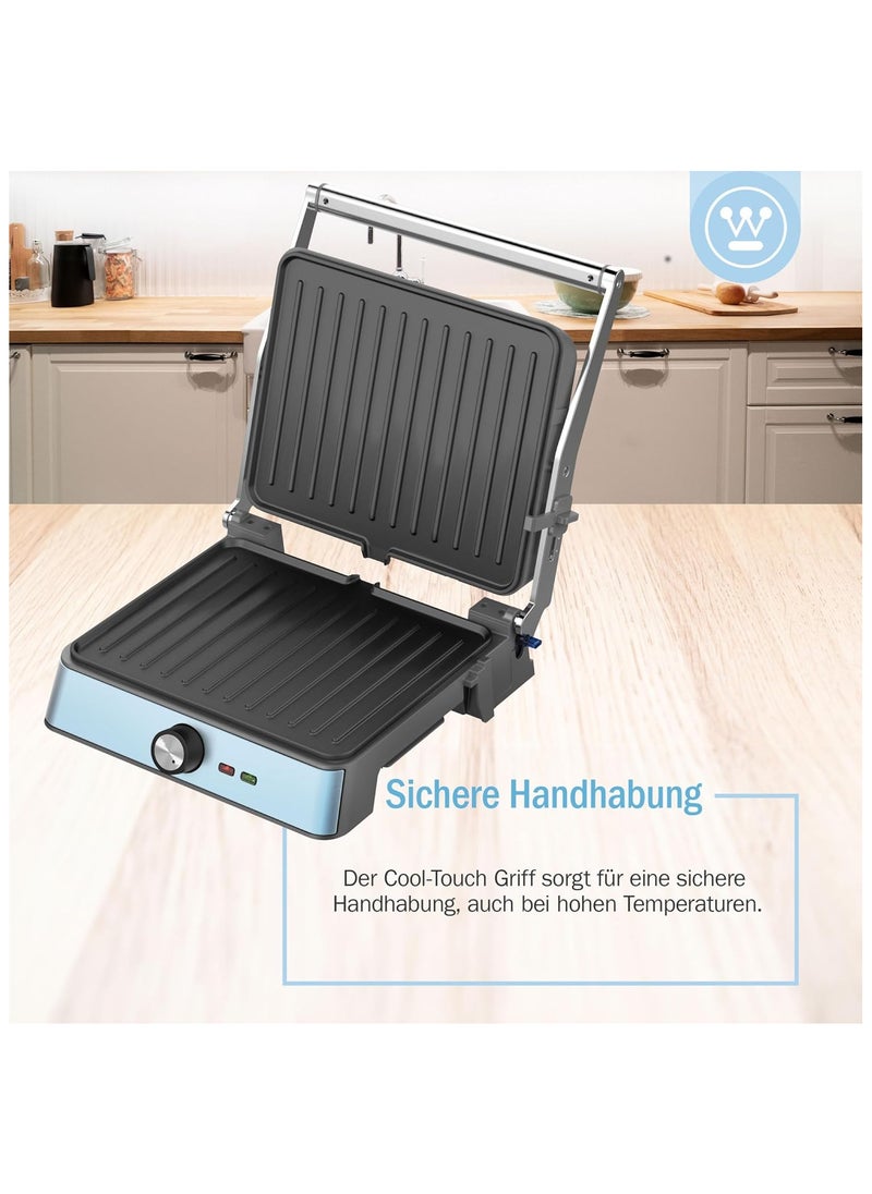 Westinghouse RetroContact Grill- 290 x 240 mm  - BLUE– Compact & Stylish Indoor Grill for Perfect Grilling  - Image 4