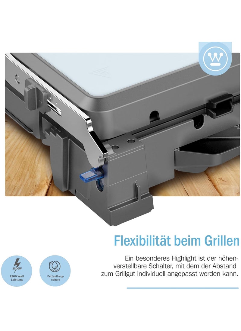Westinghouse RetroContact Grill- 290 x 240 mm  - BLUE– Compact & Stylish Indoor Grill for Perfect Grilling  - Image 5
