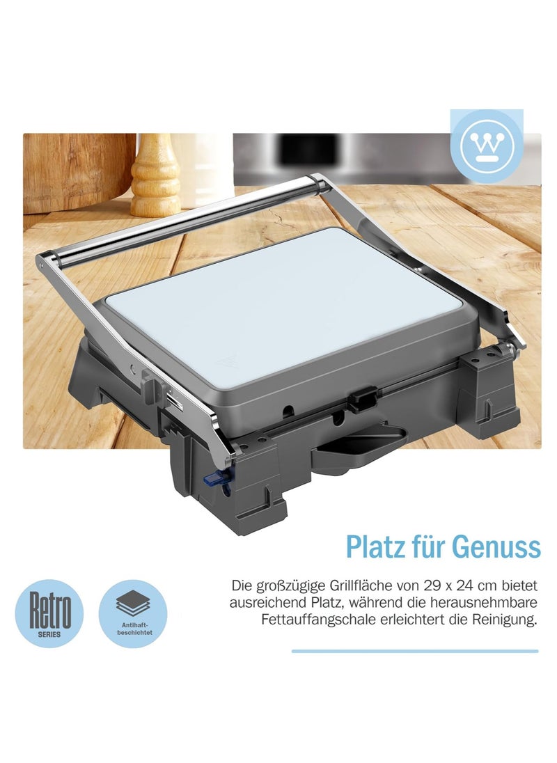Westinghouse RetroContact Grill- 290 x 240 mm  - BLUE– Compact & Stylish Indoor Grill for Perfect Grilling  - Image 3
