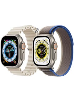 IAF Silicone Ocean Band Strap Pearl White Trail Loop strap Blue/Gray Set of 2 for Apple Watch Ultra 8 49mm 