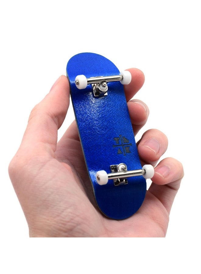 Teak Tuning 32mm Pro Fingerboard Complete - Fully Assembled with Pro Level Components - Pro Shaped Wooden Deck (32x97mm), UltraSpin Bearing Wheels, Prodigy Gen2 Trucks - Blue Blizzard - Image 1
