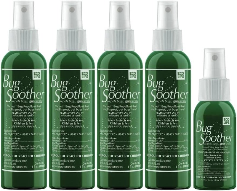 Bug Soother Spray (4 bottle, 2 oz) - Natural Mosquito, Gnat and Insect Deterrent & Repellent with Essential Oils - 100% DEET-Free Safe for Adults & Environment - Made in USA - Includes 1 bottle 1 oz - Image 1