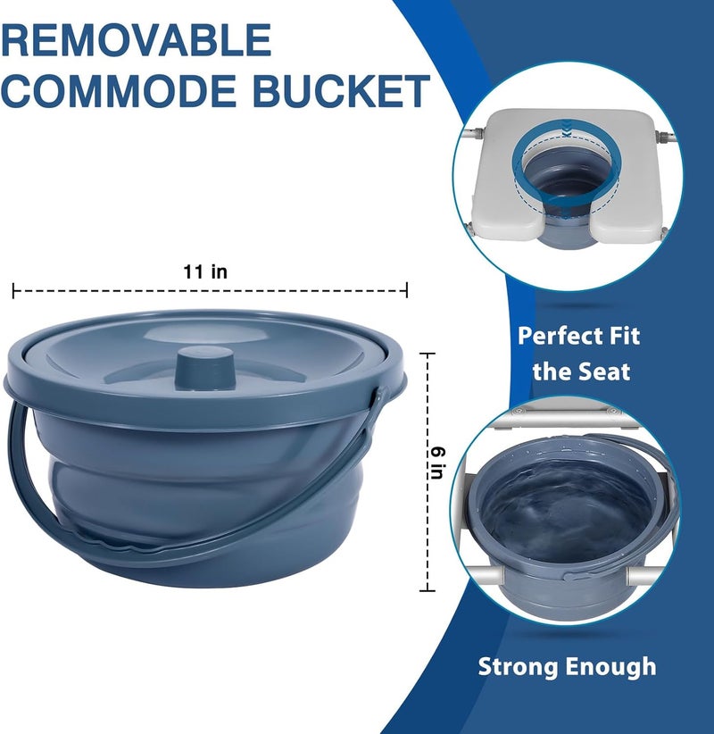 500lbs (Approximately 227kg) Raised Toilet Seat with Handles - Width & Height Adjustable Elevated Toilet Seat Risers for Seniors Elongated - Multi-Use Toilet Riser with Handles （with Bucket） - Image 5