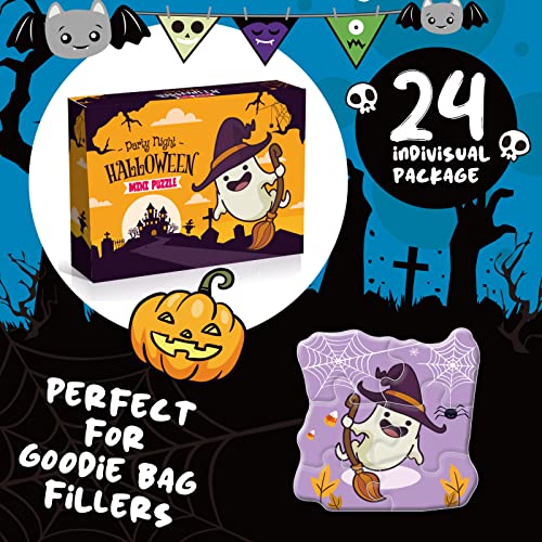 spring flower Halloween Party Favor for Kids - 24 Pack Jigsaw Puzzles in Theme Designs for Trick or Treating, Goodie Bag Filler, Miniatures Novelty Toy, School Classroom Rewards - Image 2
