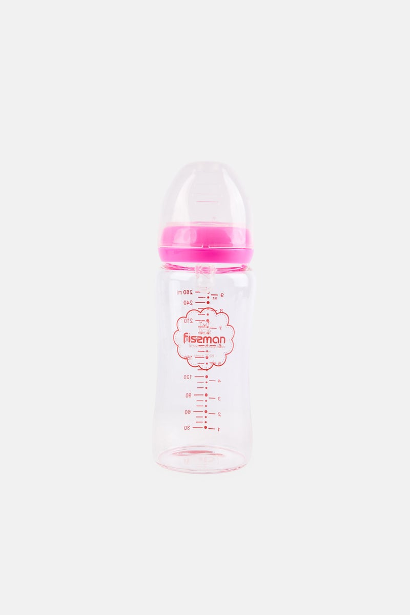 Fissman Borosilicate Glass Feeding Water Bottle With Silicone Nipple 260 ml, Transparent - Image 2