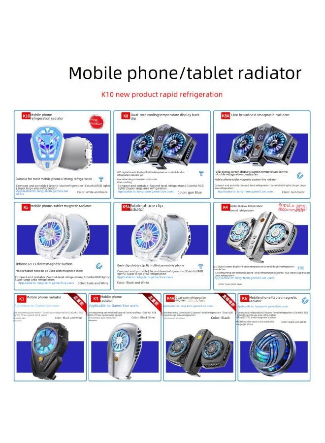 Dual-core Mobile Phone Cooler Live Digital Display Tablet Absorption Semiconductor Cooling Clip Heat Reduction Device-Color:K6 Magnetic Black  - Image 4