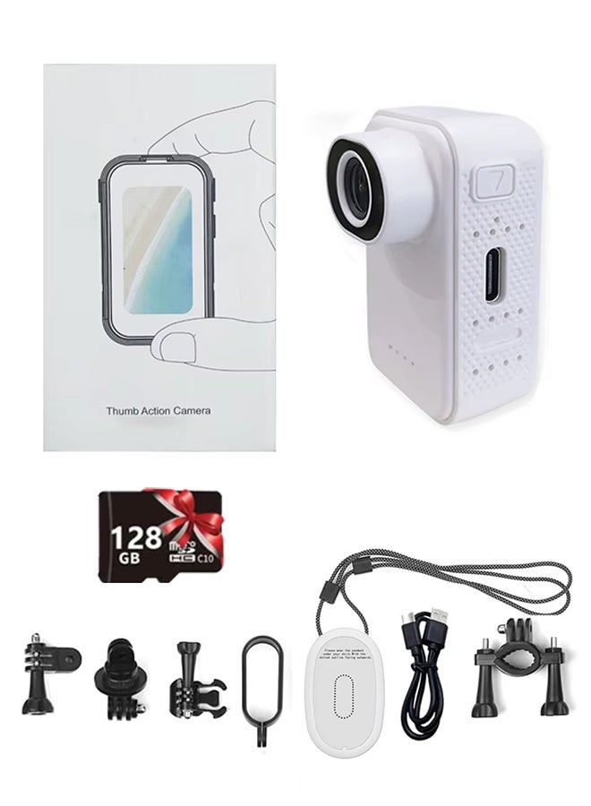 TT كاميرا صغيرة 2K للجسم مقاومة للماء وكاميرا حركة قابلة للارتداء، مع بطاقة TF سعة 128 جيجابايت، للسفر والجامعة وكاميرا جيب ومسجل فيديو محمول وكاميرا إبهام - Image 1