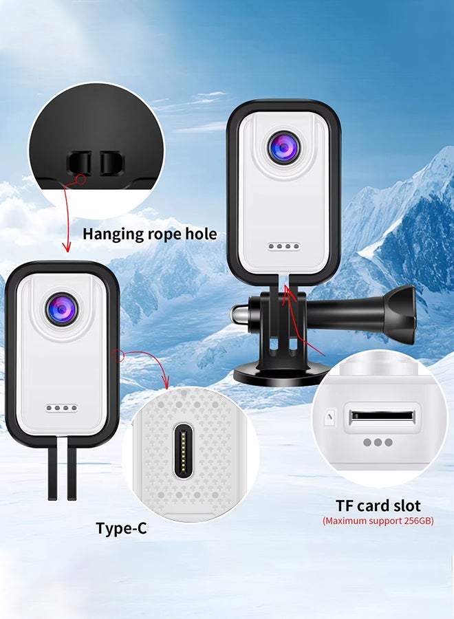 TT كاميرا صغيرة 2K للجسم مقاومة للماء وكاميرا حركة قابلة للارتداء، مع بطاقة TF سعة 128 جيجابايت، للسفر والجامعة وكاميرا جيب ومسجل فيديو محمول وكاميرا إبهام - Image 3