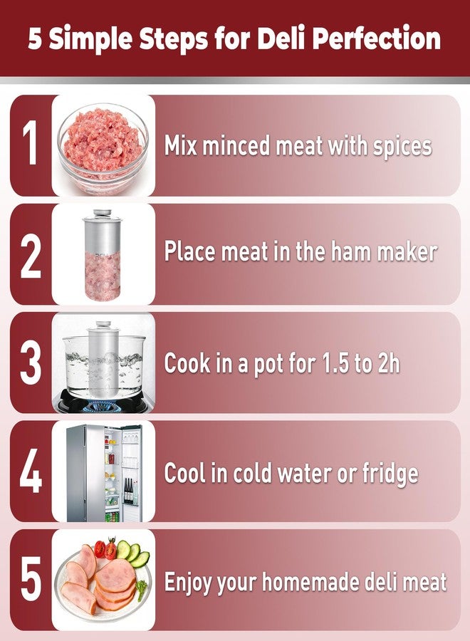 RCMo Meat Press Mold for Deli Meats, 304 Stainless Steel Homemade Ham Maker Meat Press Tool with Cooking Thermometer, Sandwich Lunchmeat Press Maker, Funny Kitchen Gift for Women and Men - Image 5