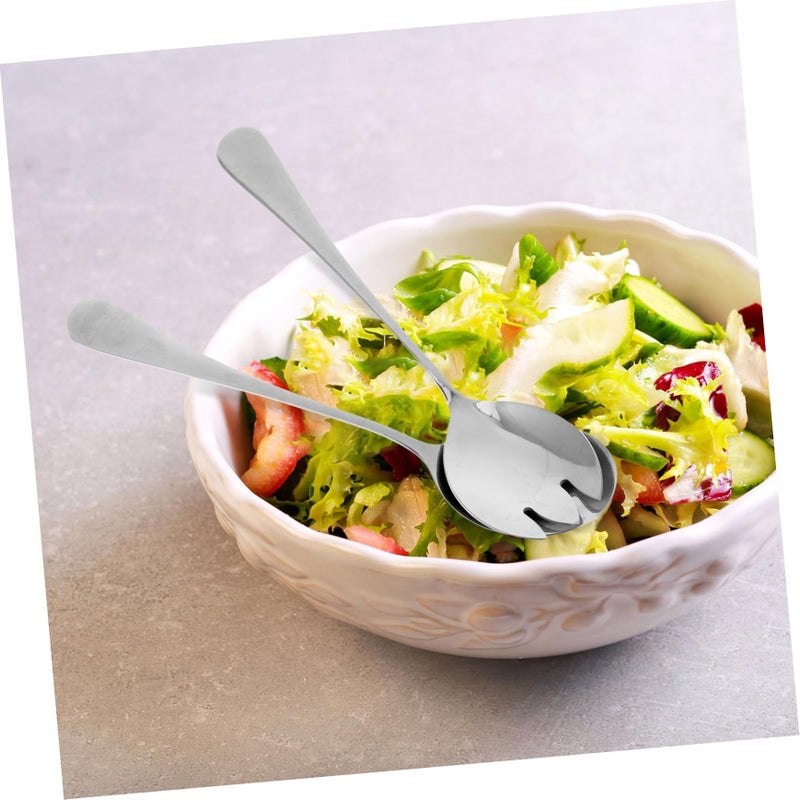 Stainless Steel Salad Serving Set with Ergonomic Spoon and Fork for Mixing and Serving - Image 5