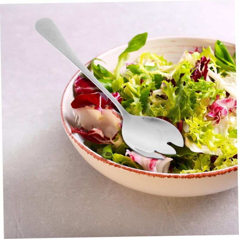 Stainless Steel Salad Serving Set with Ergonomic Spoon and Fork for Mixing and Serving - Image 4