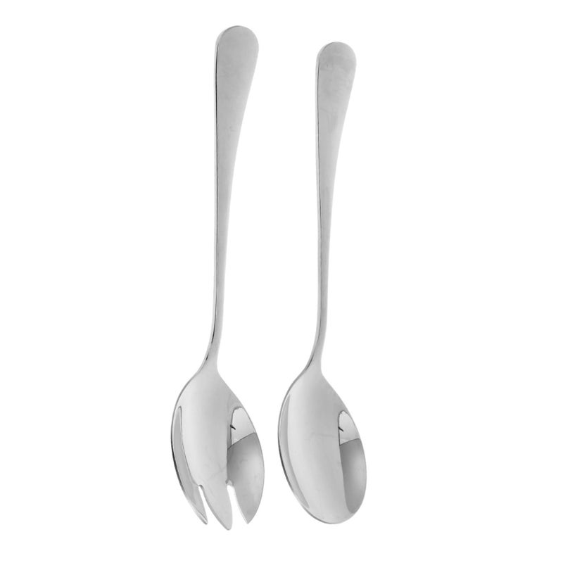 Stainless Steel Salad Serving Set with Ergonomic Spoon and Fork for Mixing and Serving - Image 1