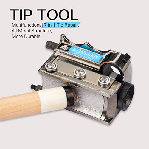 KONLLEN Pool Cue Tip Shaper 1-Stop 9.3 to 13.2mm Billiard Repair Tool All in1 Accessories 7in1 Multifunctional - Image 2