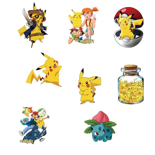 RUBANG 50pcs Cute Pokemon Stickers for Water Bottle Cartoon Waterproof Vinyl Decal for Kids Teen Adult Laptop Skateboard Phone Travel Case Bike Guitar Computer - Image 1