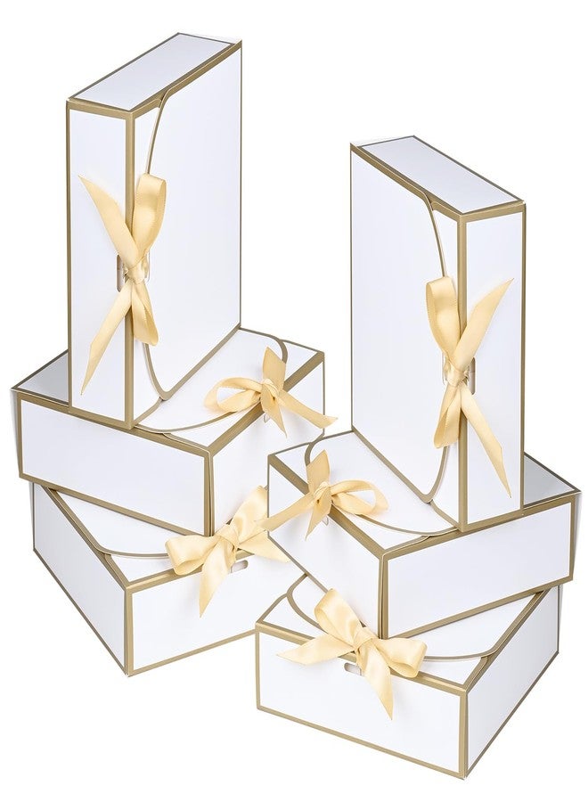 WLUSEAXI 10Pack Small Gift Boxes, 6.5''x6.5''x2'' White Gift Boxes with Ribbon, Small Boxes for Gifts Birthday Wedding Party Valentine's Day Mother's Day - Image 1