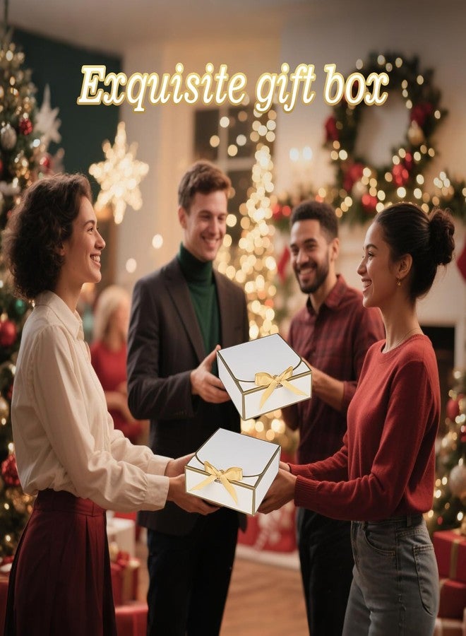 WLUSEAXI 10Pack Small Gift Boxes, 6.5''x6.5''x2'' White Gift Boxes with Ribbon, Small Boxes for Gifts Birthday Wedding Party Valentine's Day Mother's Day - Image 4