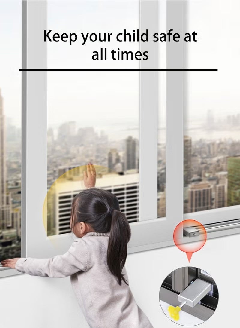 مجموعة أقفال نوافذ منزلقة مكونة من 3 قطع، سدادة حماية النوافذ من الفولاذ المقاوم للصدأ، قابلة للتعديل، أبواب خزانة الفناء، قفل أمان، أقفال نوافذ آمنة للمنزل والمكتب، سلامة الطفل مع مفاتيح - Image 2
