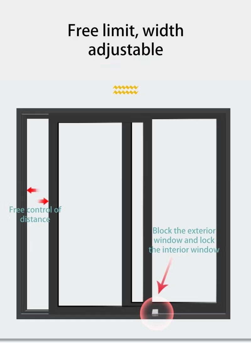 مجموعة أقفال نوافذ منزلقة مكونة من 3 قطع، سدادة حماية النوافذ من الفولاذ المقاوم للصدأ، قابلة للتعديل، أبواب خزانة الفناء، قفل أمان، أقفال نوافذ آمنة للمنزل والمكتب، سلامة الطفل مع مفاتيح - Image 3
