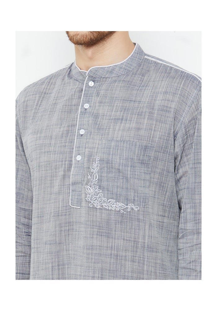 ARCHATTIRE Men's Grey Cotton Kurta for Men - Image 4