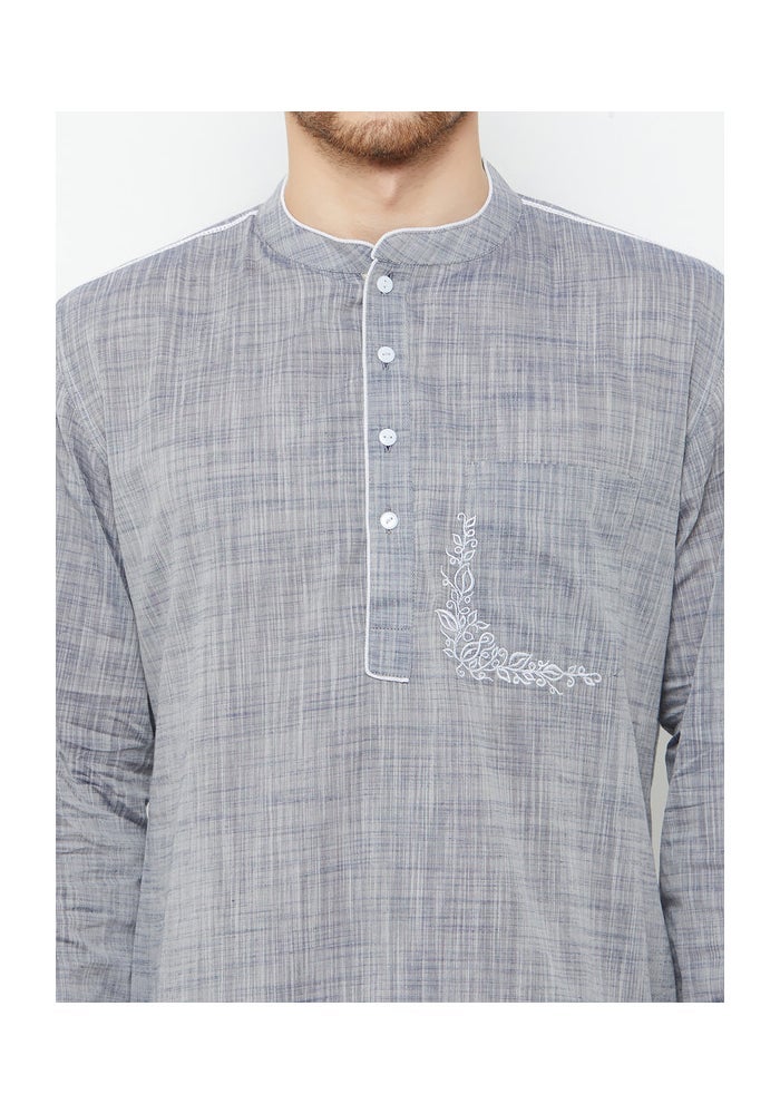 ARCHATTIRE Men's Grey Cotton Kurta for Men - Image 3