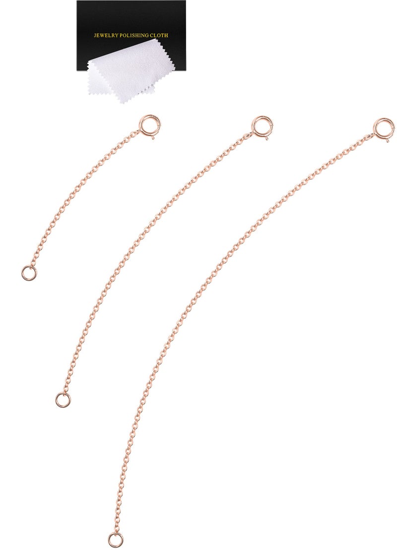 VANBARIS Rose Gold Necklace Extender Rose Gold 925 Sterling Silver Necklace Extender Chain Bracelet Anklet Jewelry Extension for Necklaces 3 Piece Set 2 4 6 Inches