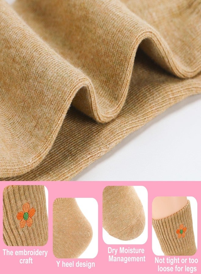 Eurzom 10 Pairs Flower Socks Womens Crew Elastic Ankle Length Cotton Socks Aesthetic Cute Lightweight Low Cut Gifts for Women(Macaron Colors) - Image 3