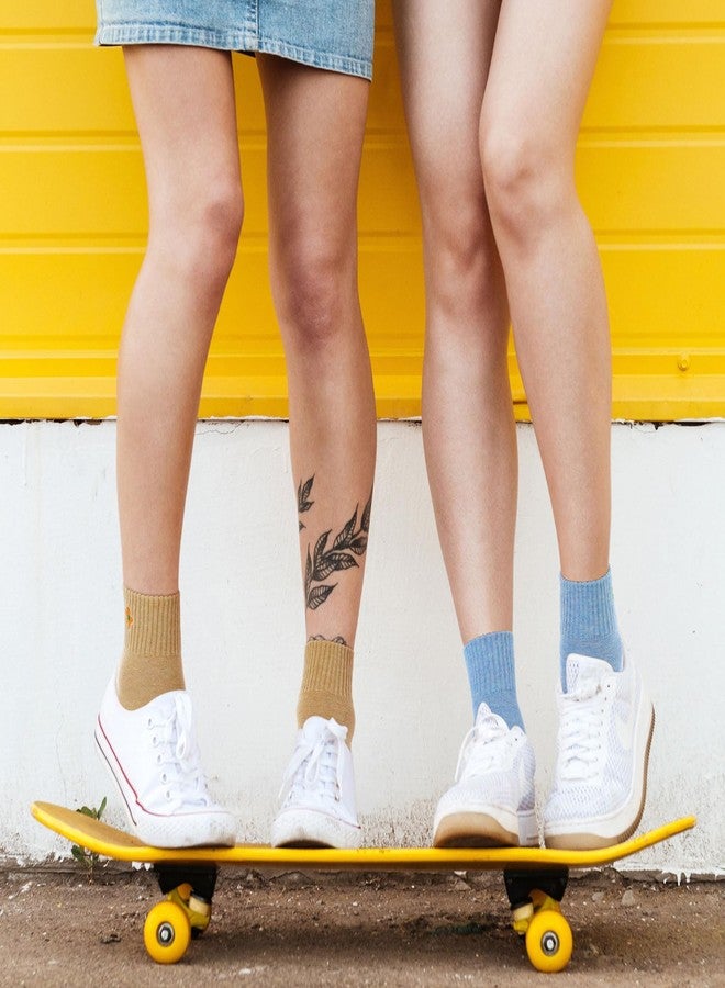 Eurzom 10 Pairs Flower Socks Womens Crew Elastic Ankle Length Cotton Socks Aesthetic Cute Lightweight Low Cut Gifts for Women(Macaron Colors) - Image 5