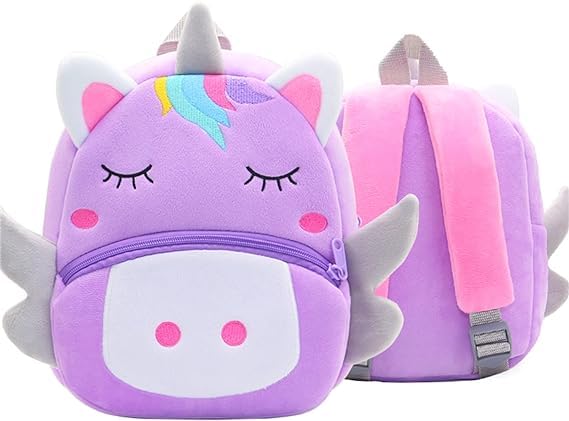 blue tree School Bag for Cute Kids for (1-5 Years), Preschool Soft Plush Purple Unicorn Bag for toddlers, Mini Cartoon Backpack for Boys and Girls - Image 5