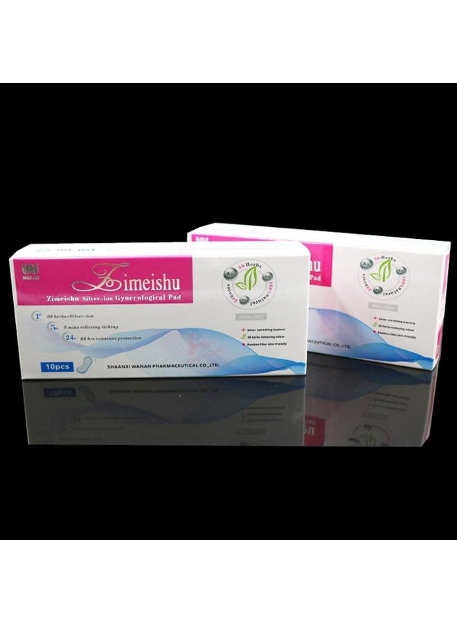 Generic 10/20Pcs Zimeishu Silver-ion Feminine Hygiene Medicated Pads Gynecological Cure Care Pad Relieving Itching 38 Herbs Pads Anion - Image 1