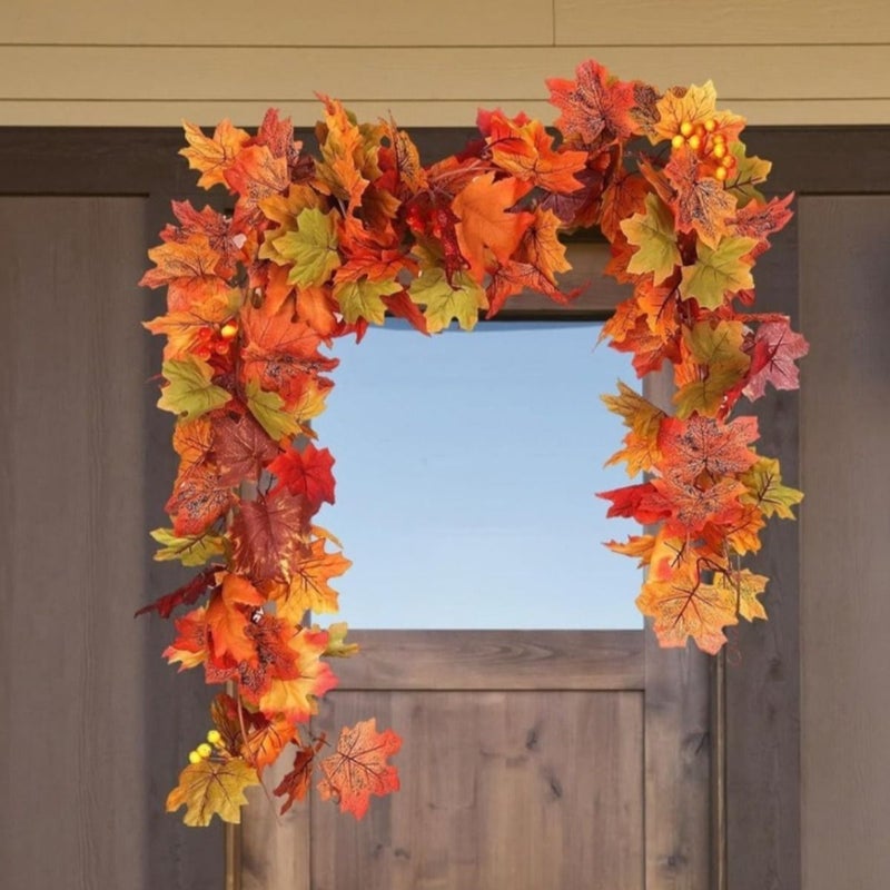 1pc Autumn Maple Leaf Wreath Hanging Decoration for Thanksgiving Wedding - Image 1