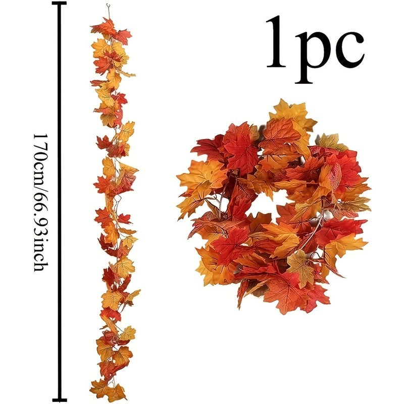 1pc Autumn Maple Leaf Wreath Hanging Decoration for Thanksgiving Wedding - Image 2
