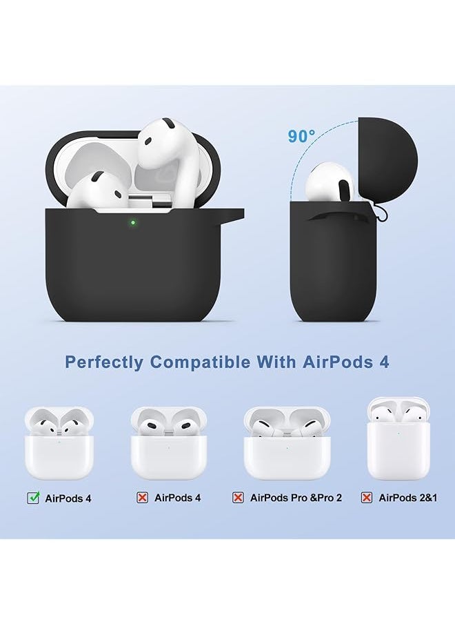 erorex - Airpods 4 Airpods 4Th Generation 2024 Clear Case Cover Soft Tpu Clear Airpods 4 Case Shockproof Protective Cover For Airpods 4Th Generation Case Black - Image 1