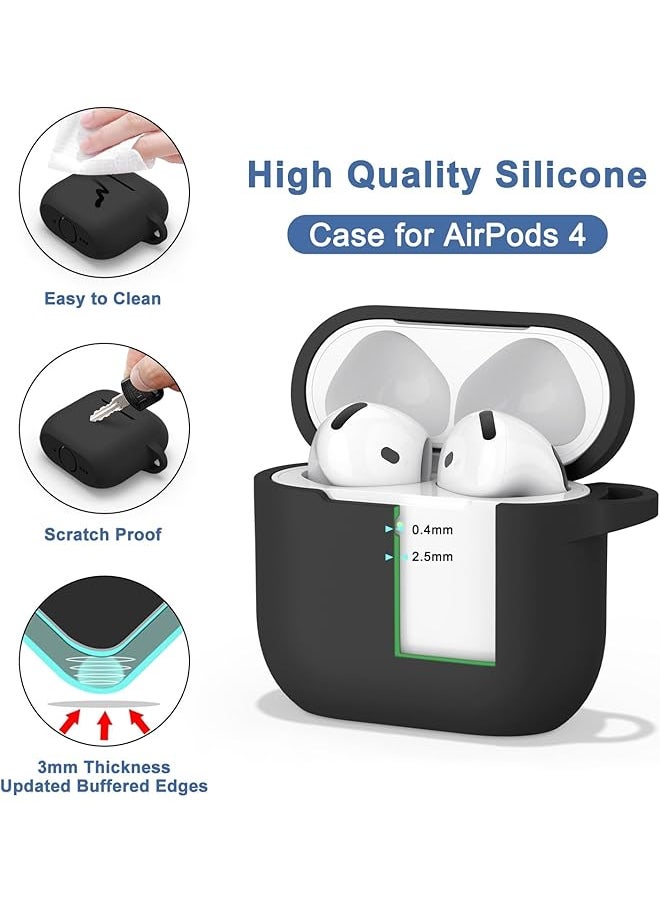 erorex - Airpods 4 Airpods 4Th Generation 2024 Clear Case Cover Soft Tpu Clear Airpods 4 Case Shockproof Protective Cover For Airpods 4Th Generation Case Black - Image 1