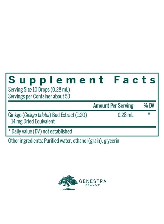 Genestra Brands Ginkgo Bud | Herbal Supplement | 0.5 fl. oz. - Image 2