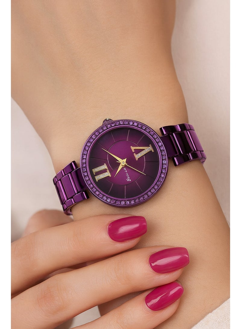 إيلانوفا ساعة نسائية مقاومة للماء بسوار من ستانلس ستيل  طراز EL97- بنفسجي - Image 2