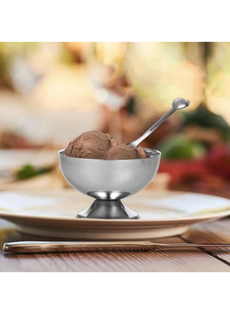 SYOSI 2 Pcs Stainless Steel Dessert Cups with Elegant Footed Base and 2 Spoons, Durable Metal Dessert Bowls for Ice Cream, Pasta Salad, and Snacks, Stylish Steel Dessert Glasses Ideal for Home, Parties - Image 3
