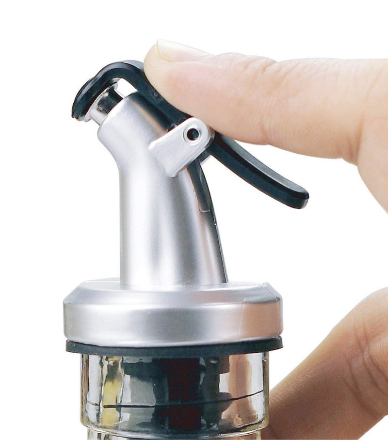 KIDINGTON KIDNGTON 500ml Crystal Clear Square Shaped Glass Oil Dispenser Bottle with LeverRelease Stopper Snap Flip Top Lid Bottle for Olive Oil Vinegar and Sauce 500ml Pack of 4 pcs - Image 3