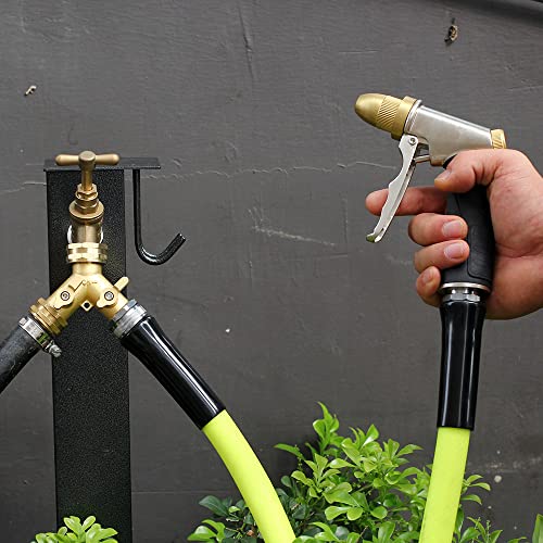 YELUN Garden Hose Splitter, 2 Way Connector Heavy Duty Brass,Garden Faucet,Splitter for Outdoor Faucet,Hose y Splitter, Hose Bib Splitter, Adapter with Comfortable Grip Shut Off Valves 1Pcs - Image 3