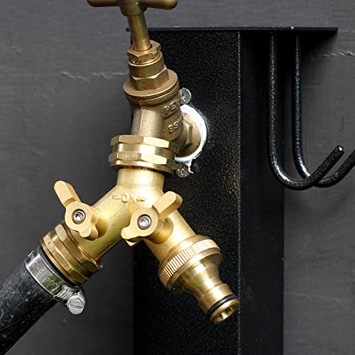 YELUN Garden Hose Splitter, 2 Way Connector Heavy Duty Brass,Garden Faucet,Splitter for Outdoor Faucet,Hose y Splitter, Hose Bib Splitter, Adapter with Comfortable Grip Shut Off Valves 1Pcs - Image 5