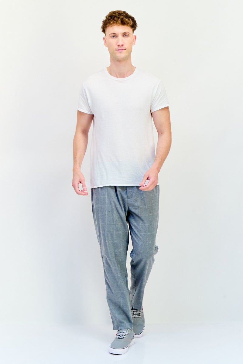 Celio سروال جوجر للرجال بتصميم مربعات مستقيم، رمادي - Image 4