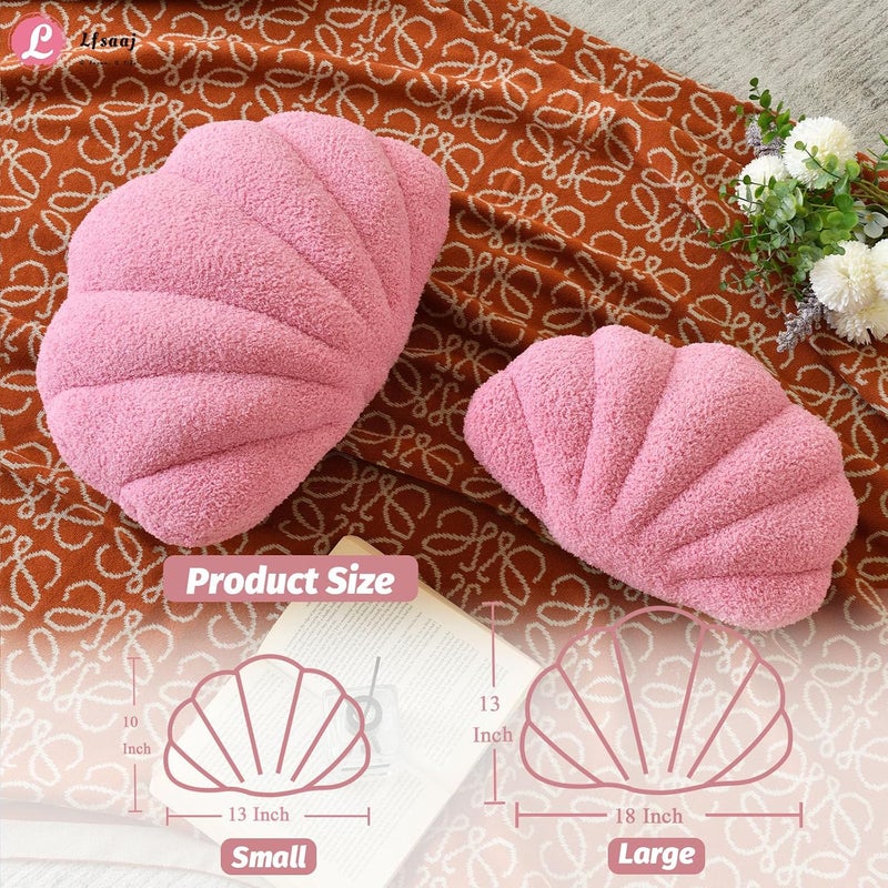 Lfsaaj Seashell Throw Pillows, Shell Shaped Throw Pillows, Soft Home Decorative Pillow Plush Cushion for Bed Couch Living Sofa Room Decor Accent Throw Pillow (13x10 Inch, Pink Purple) - Image 3
