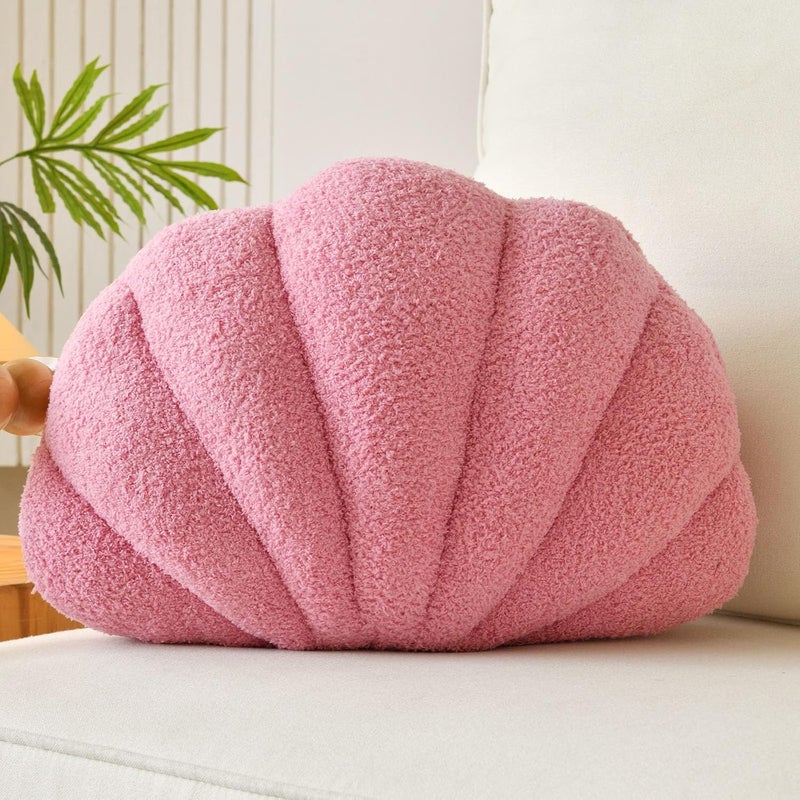Lfsaaj Seashell Throw Pillows, Shell Shaped Throw Pillows, Soft Home Decorative Pillow Plush Cushion for Bed Couch Living Sofa Room Decor Accent Throw Pillow (13x10 Inch, Pink Purple) - Image 1